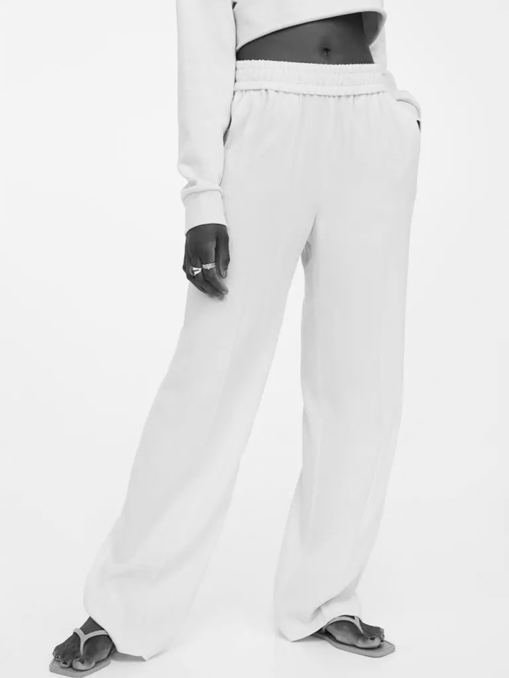 H&M Light Blue Gray High Waisted Pull On Pants